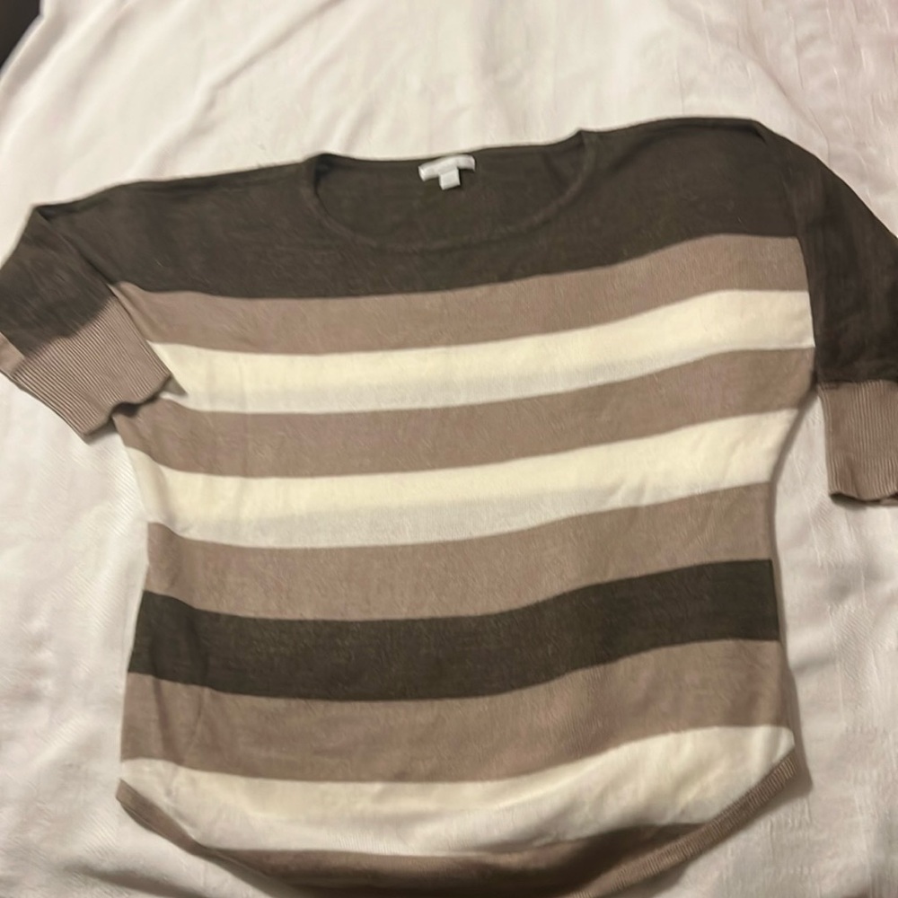 New York & company dark brown/creme/ tan sweater